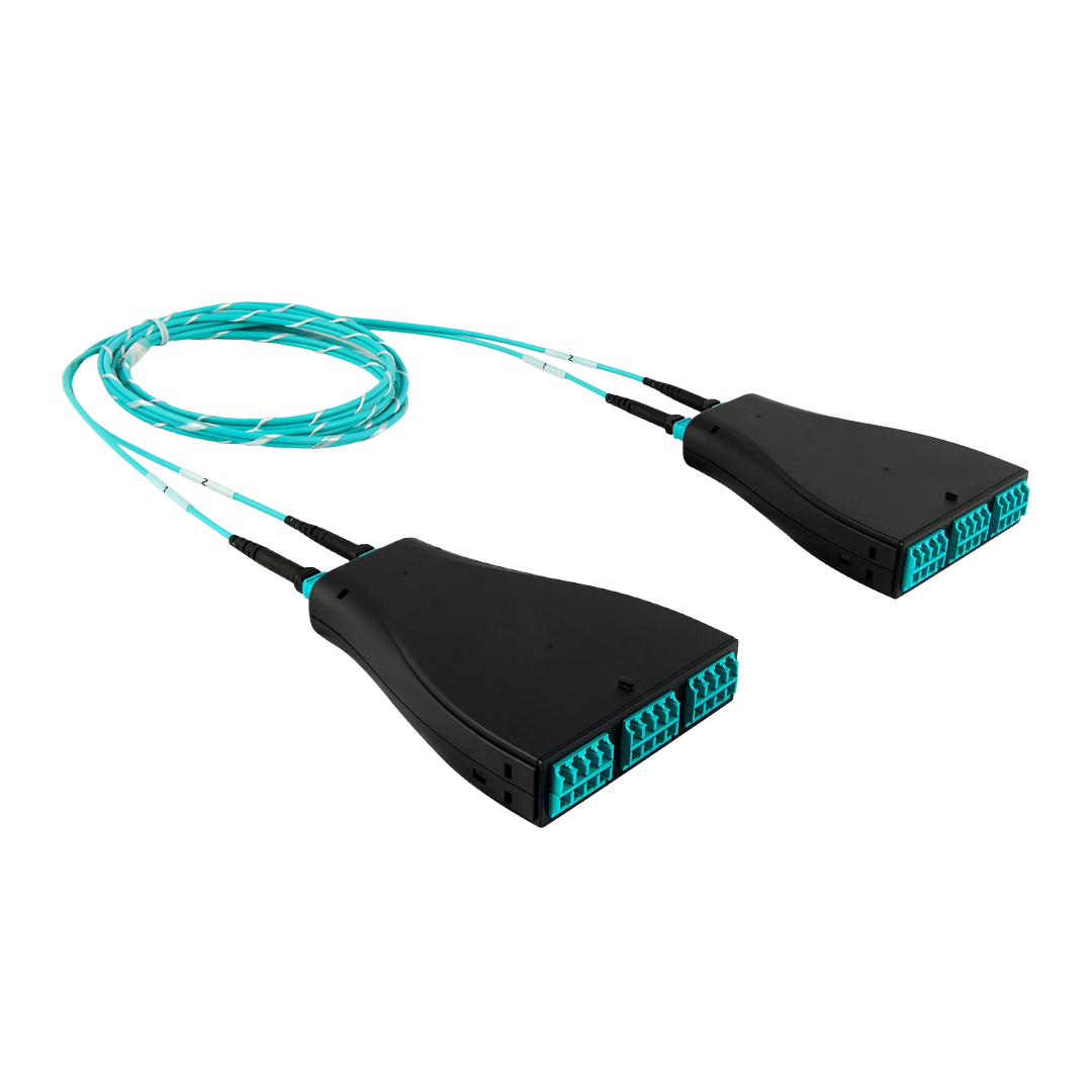 Pre-Terminated Cassette Fiber Optic Patch Panel with Cable Assembly, 24 Fibers, LC-MPO Cassette to LC-MPO Cassette
