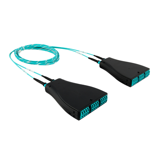 Pre-Terminated Cassette Fiber Optic Patch Panel with Cable Assembly, 24 Fibers, LC-MPO Cassette to LC-MPO Cassette